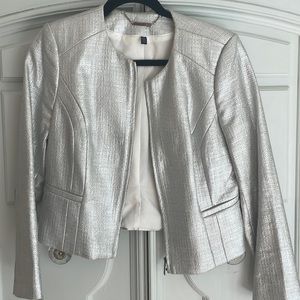WHBM Silver tweed Metallic Jacket